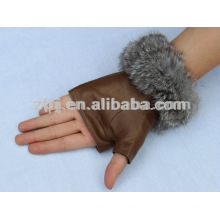 figerless fur glove leather